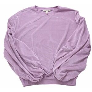 Express Velvet Balloon Sleeve Oversized Crewneck Pullover Light Purple Size M